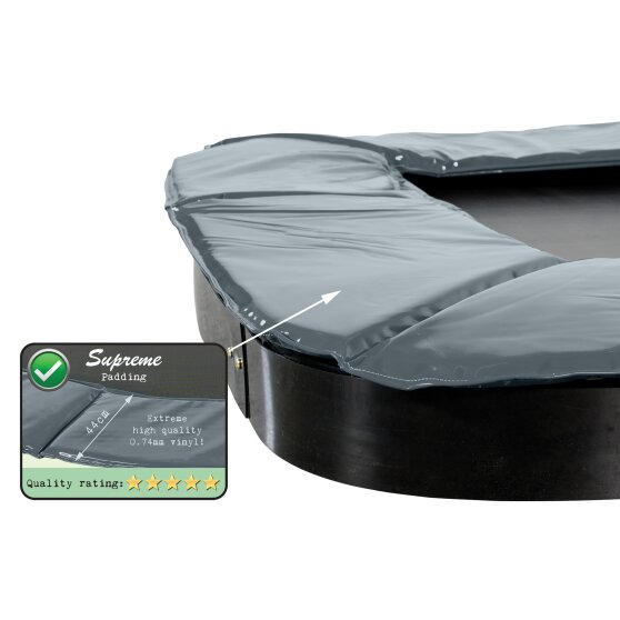 EXIT Supreme ground level trampoline 214x366cm with safety net - grey