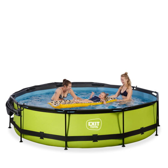 EXIT Lime pool &oslash;360x76cm with filter pump and canopy - green