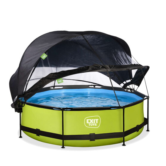 EXIT Lime pool &oslash;300x76cm with filter pump and dome and canopy - green