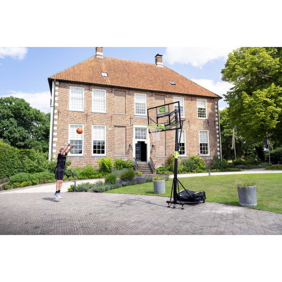 EXIT Galaxy portable basketball backboard on wheels with dunk hoop - green/black