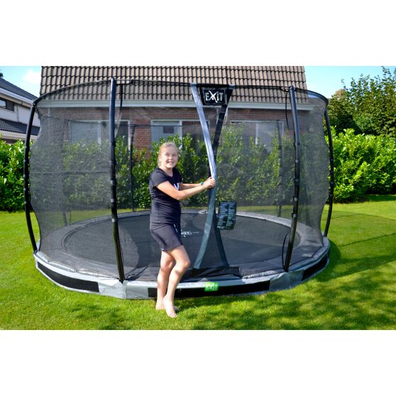 EXIT Elegant ground trampoline ø427cm with Economy safety net - grey