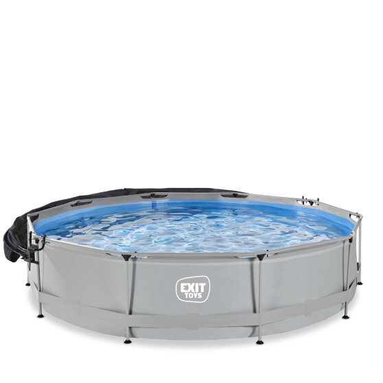 EXIT Soft Grey pool ø360x76cm with filter pump and canopy - grey