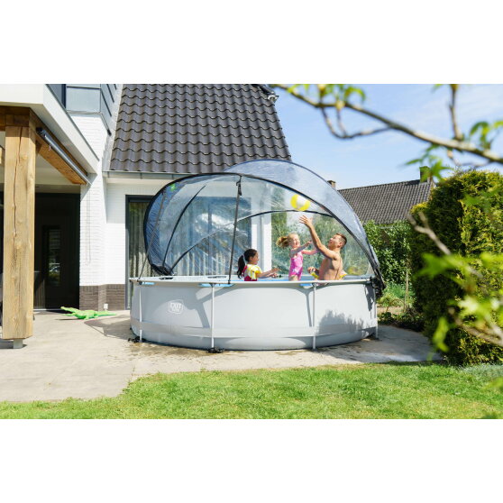 EXIT Soft Grey pool &oslash;360x76cm with filter pump and dome - grey
