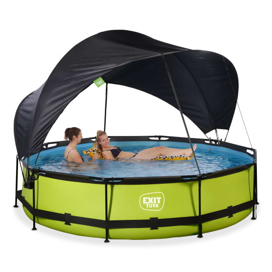 EXIT Lime pool &oslash;360x76cm with filter pump and canopy - green