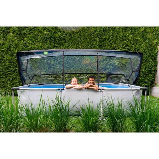 EXIT Soft Grey pool 300x200x65cm with filter pump and dome - grey