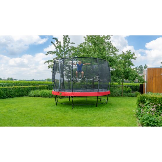 EXIT Elegant Premium trampoline ø366cm with Deluxe safetynet - red
