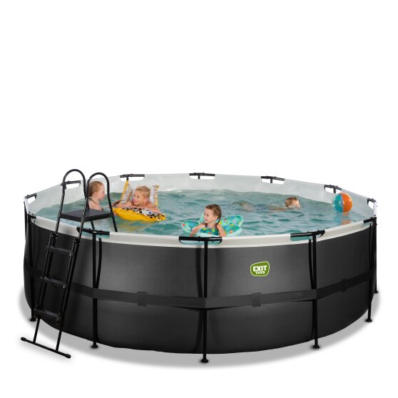 EXIT Black Leather pool ø427x122cm with sand filter pump - black