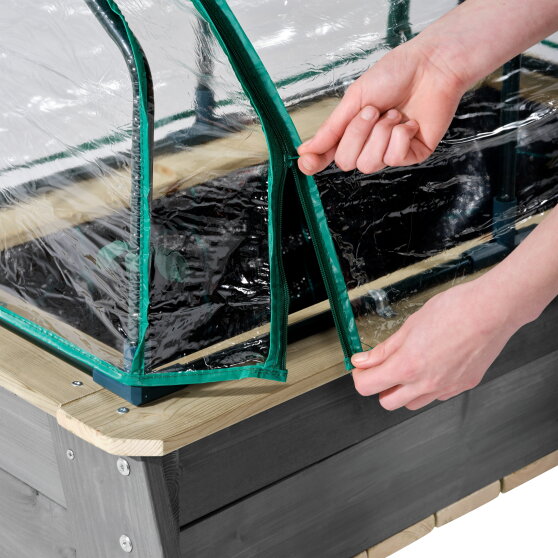 EXIT Aksent planter table L with greenhouse and gardening tools
