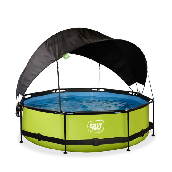 EXIT Lime pool &oslash;300x76cm with filter pump and canopy - green