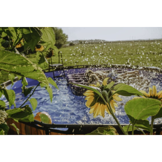 EXIT Wood pool ø427x122cm with sand filter pump - brown