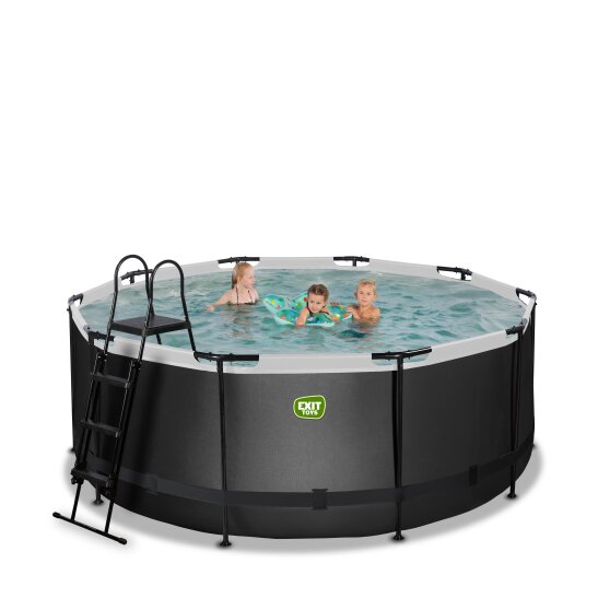 EXIT Black Leather pool ø360x122cm with filter pump - black