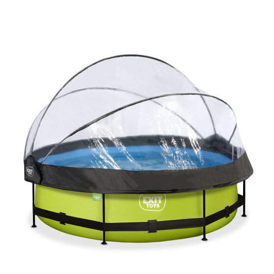 EXIT Lime pool &oslash;300x76cm with filter pump and dome - green