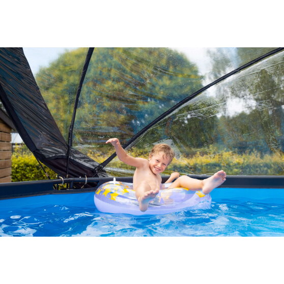 EXIT Black Leather pool ø360x122cm with sand filter pump and dome - black