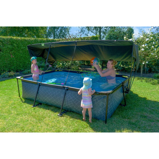 EXIT Lime pool 300x200x65cm with filter pump and canopy - green