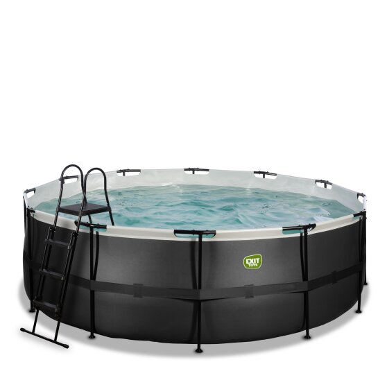 EXIT Black Leather pool ø427x122cm with sand filter pump - black