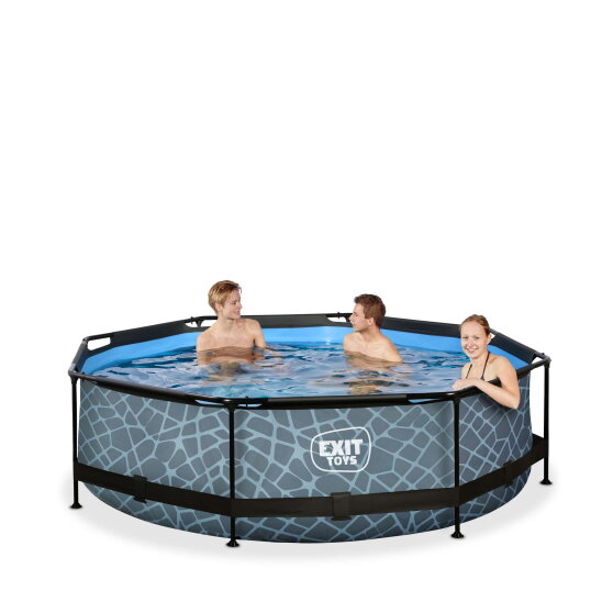 EXIT Stone pool &oslash;300x76cm with filter pump - grey