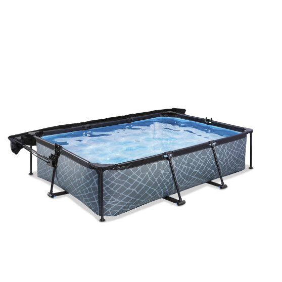 EXIT Stone pool 300x200x65cm with filter pump and canopy - grey