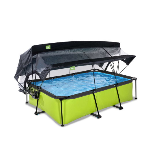 EXIT Lime pool 220x150x65cm with filter pump and dome and canopy - green