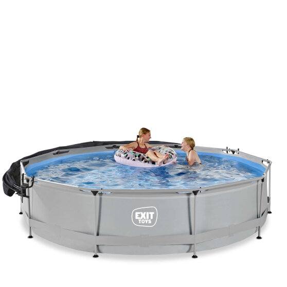 EXIT Soft Grey pool ø360x76cm with filter pump and canopy - grey