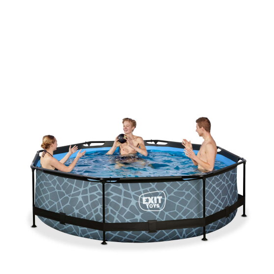 EXIT Stone pool &oslash;300x76cm with filter pump - grey