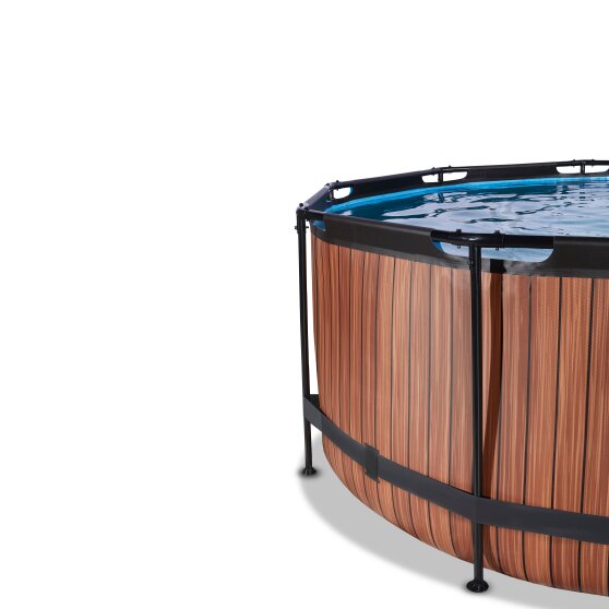 EXIT Wood pool ø360x122cm with filter pump - brown