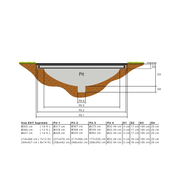 EXIT Supreme ground level trampoline ø427cm with safety net - black