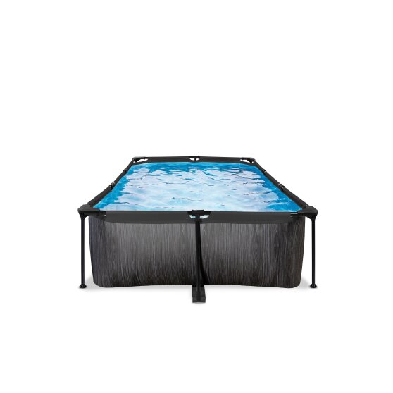 EXIT Black Wood pool 220x150x65cm with filter pump - black
