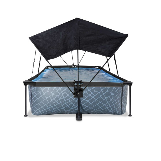 EXIT Stone pool 300x200x65cm with filter pump and canopy - grey