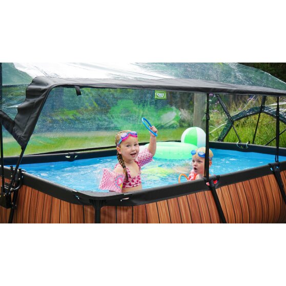 EXIT Stone pool 300x200x65cm with filter pump and dome - grey