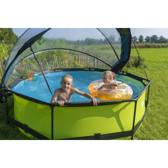 EXIT Lime pool &oslash;300x76cm with filter pump and dome - green