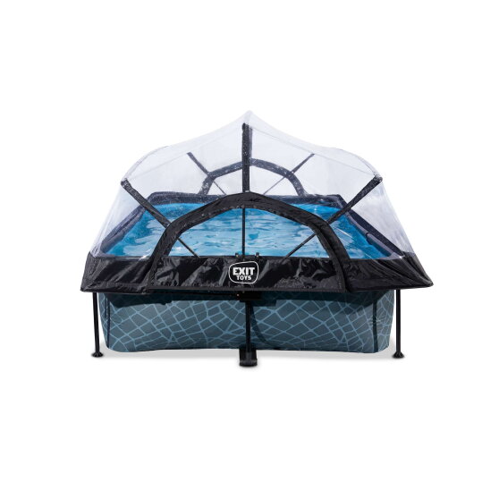 EXIT Stone pool 300x200x65cm with filter pump and dome - grey