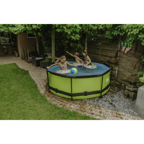 EXIT Lime pool &oslash;244x76cm with filter pump - green