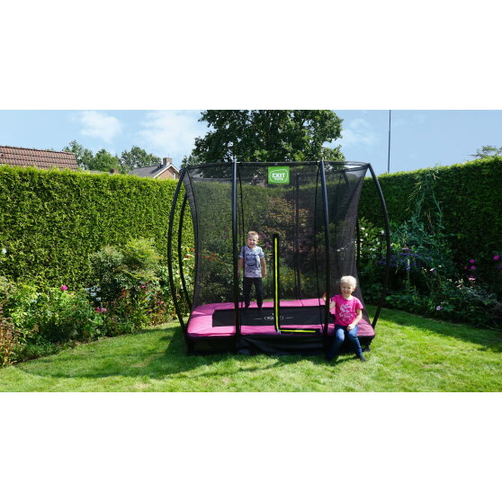EXIT Silhouette ground trampoline 153x214cm with safety net - pink