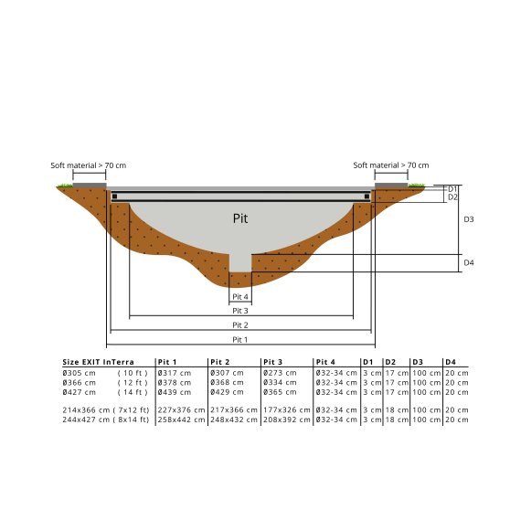 EXIT InTerra ground-level trampoline 244x427cm - grey