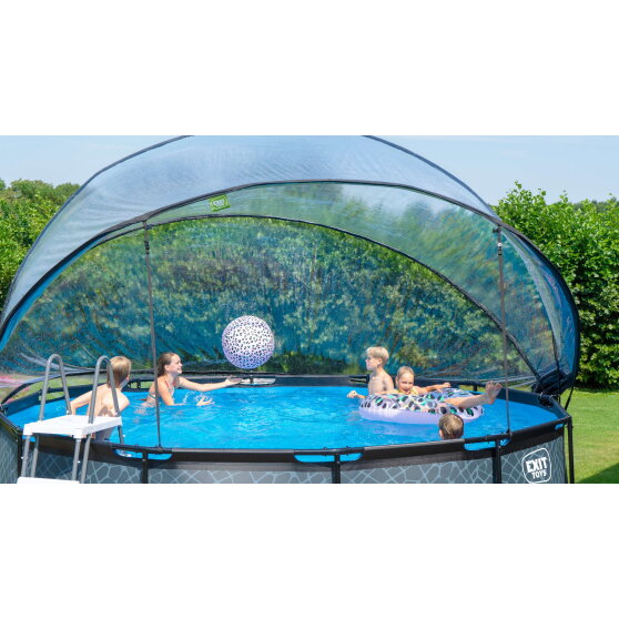 EXIT Black Leather pool &oslash;450x122cm with sand filter pump and dome - black