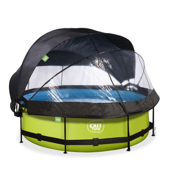 EXIT Lime pool ø300x76cm with filter pump and dome and canopy - green