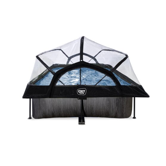 EXIT Black Wood pool 300x200x65cm with filter pump and dome - black