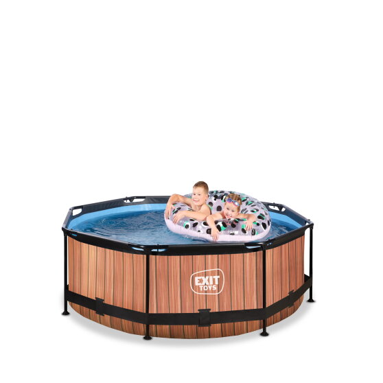 EXIT Wood pool ø244x76cm with filter pump - brown