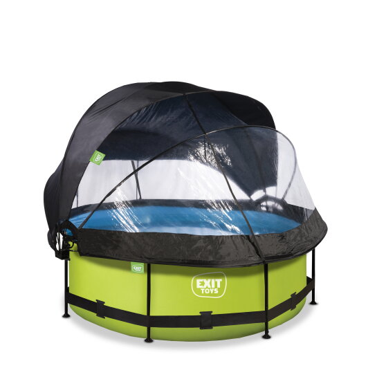 EXIT Lime pool ø244x76cm with filter pump and dome and canopy - green