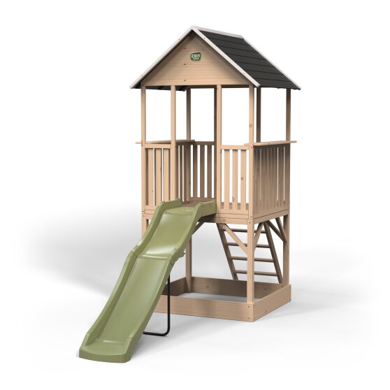 EXIT Panorama 500 wooden playhouse with slide and sandpit
