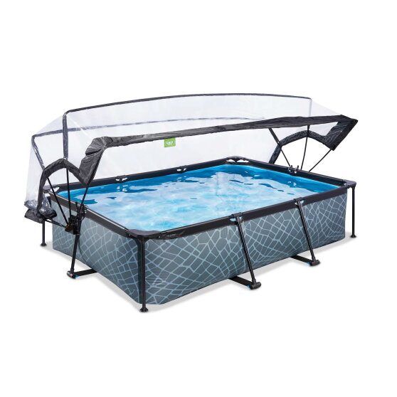 EXIT Stone pool 300x200x65cm with filter pump and dome - grey
