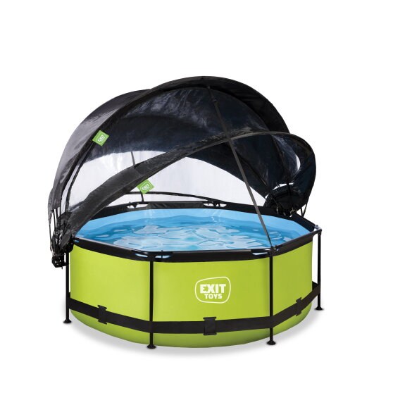 EXIT Lime pool ø244x76cm with filter pump and dome and canopy - green