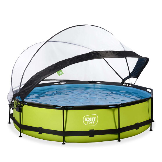 EXIT Lime pool &oslash;360x76cm with filter pump and dome - green