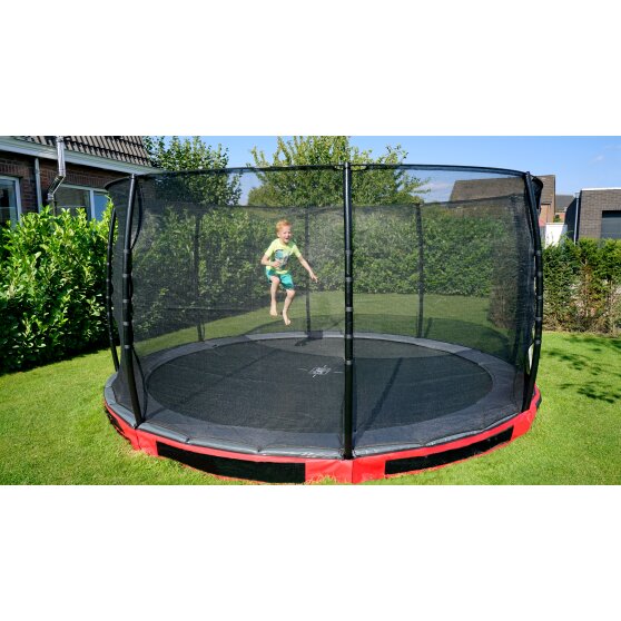 EXIT Elegant ground trampoline ø366cm with Economy net - red EXIT Toys