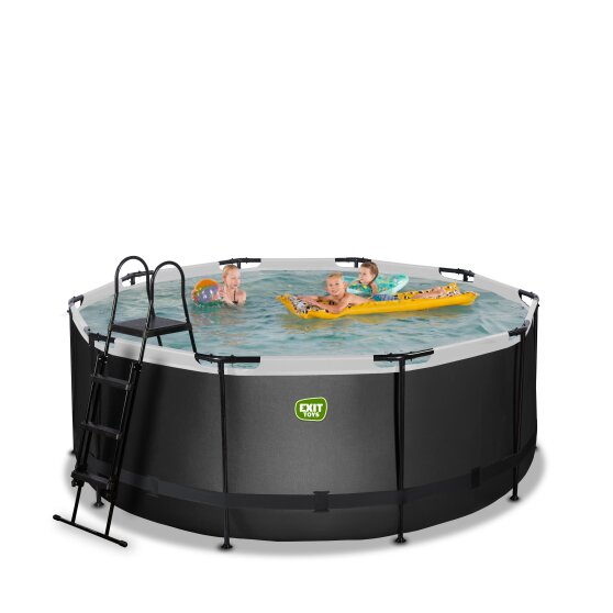 EXIT Black Leather pool ø360x122cm with filter pump - black