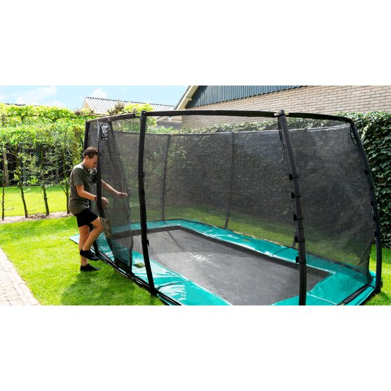 EXIT Supreme ground level trampoline 244x427cm with safety net - grey