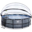 EXIT Stone pool &oslash;450x122cm with sand filter pump and dome - grey