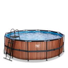 EXIT Wood pool ø427x122cm with sand filter pump - brown
