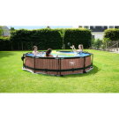 EXIT Wood pool &oslash;360x76cm with filter pump - brown