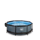 EXIT Stone pool ø244x76cm with filter pump and dome and canopy - grey